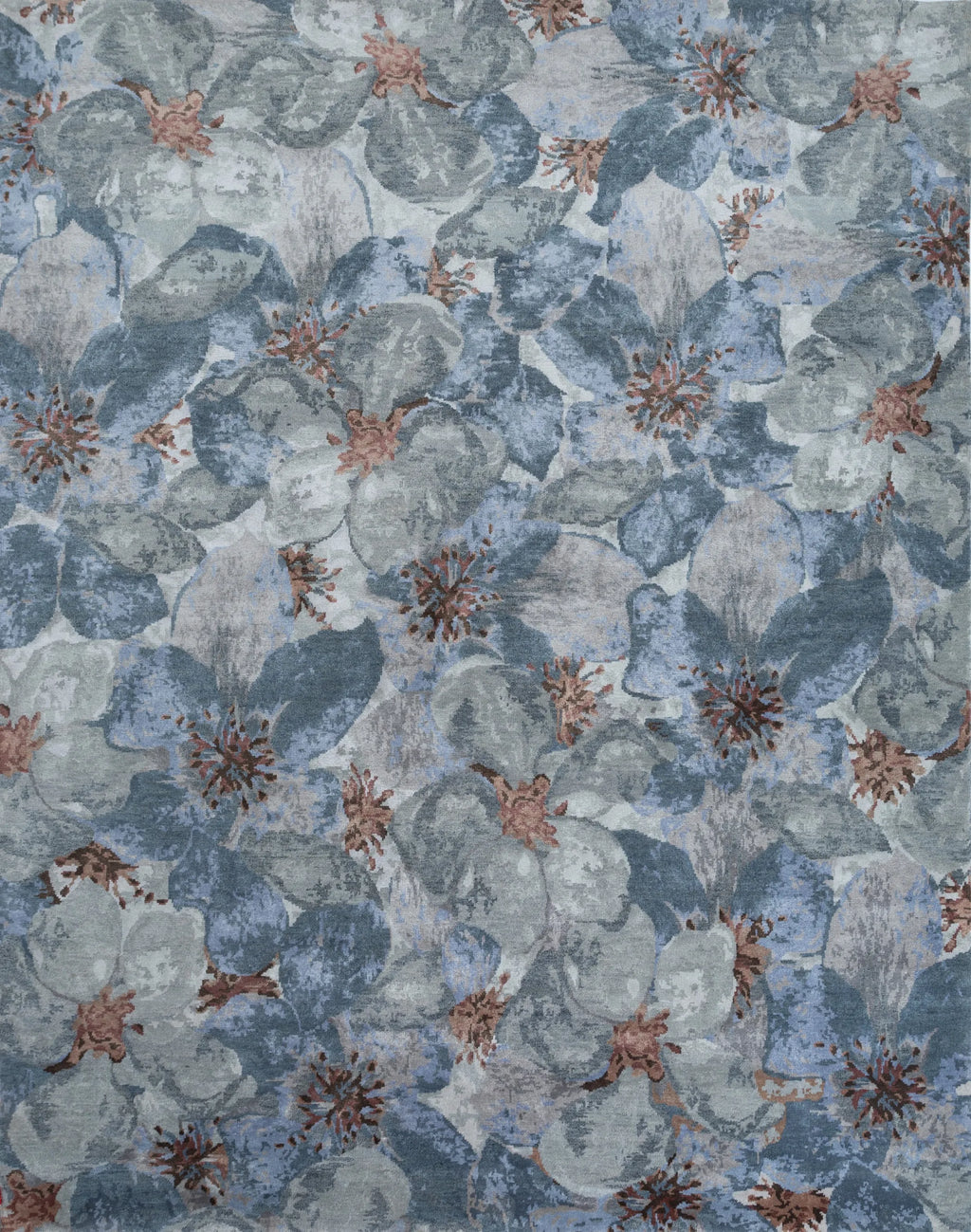 8' X 10' Blue Abstract Hand Knotted Area Rug