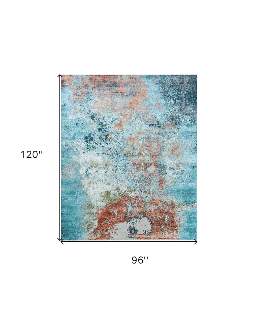 8' X 10' Aqua Blue and Bronze Abstract Hand Knotted Area Rug