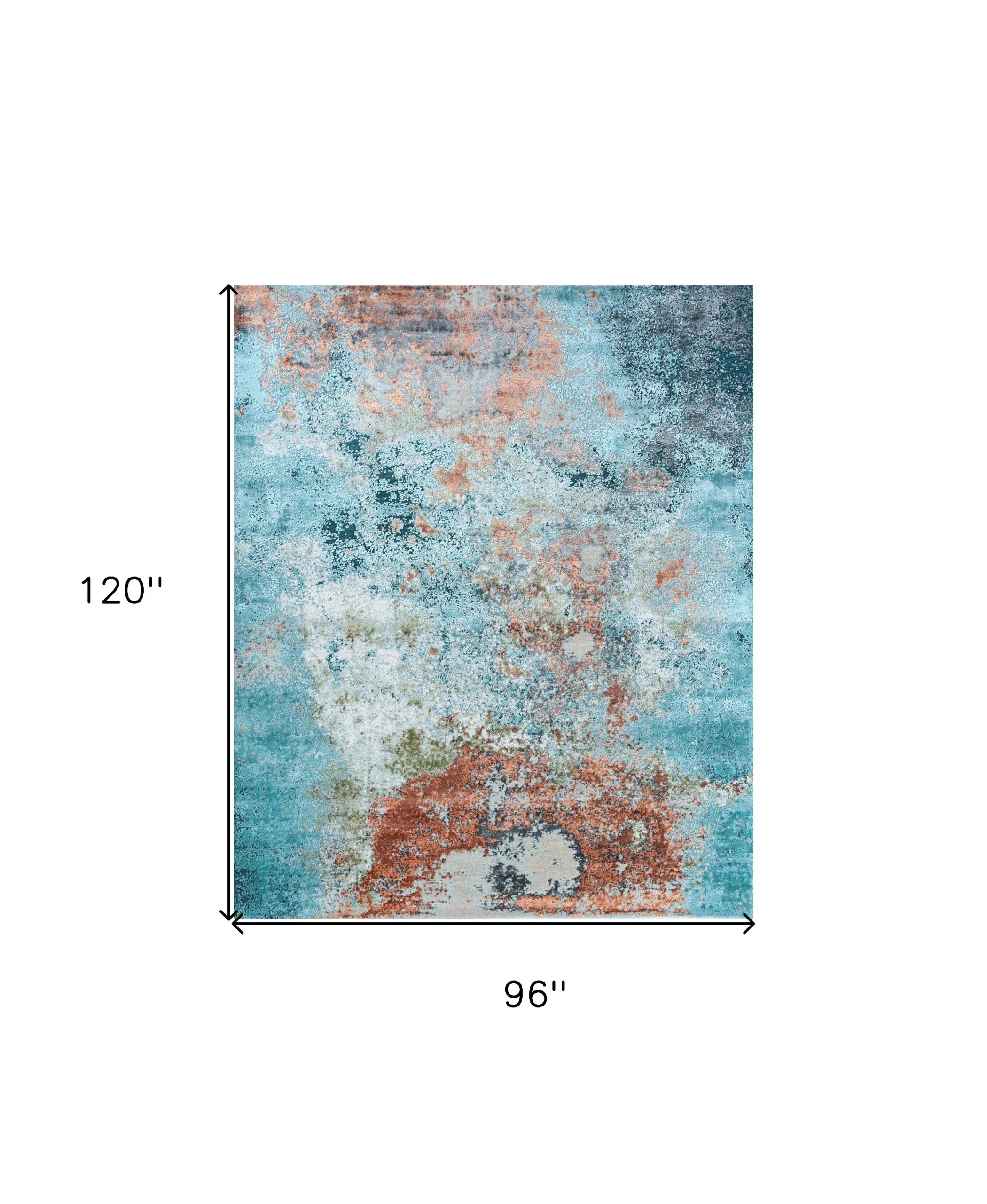 8' X 10' Aqua Blue and Bronze Abstract Hand Knotted Area Rug