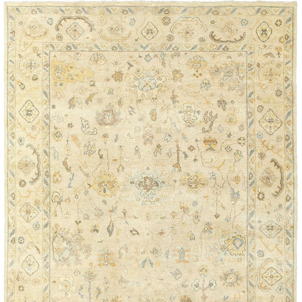 9' X 12' Beige And Gray Wool Oriental Hand Knotted Area Rug