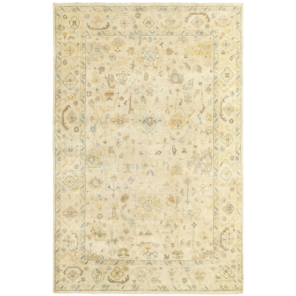 9' X 12' Beige And Gray Wool Oriental Hand Knotted Area Rug