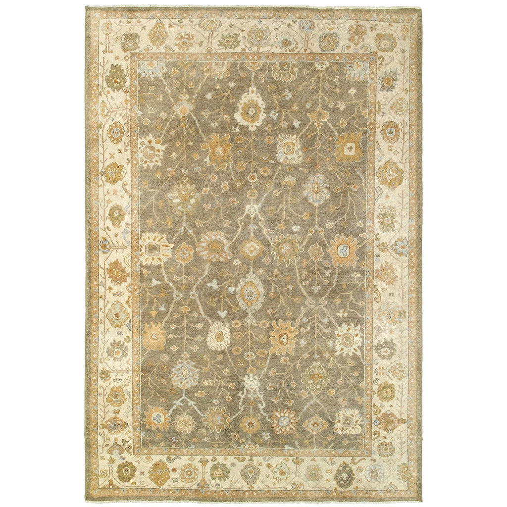 9' X 12' Brown And Beige Wool Oriental Hand Knotted Area Rug