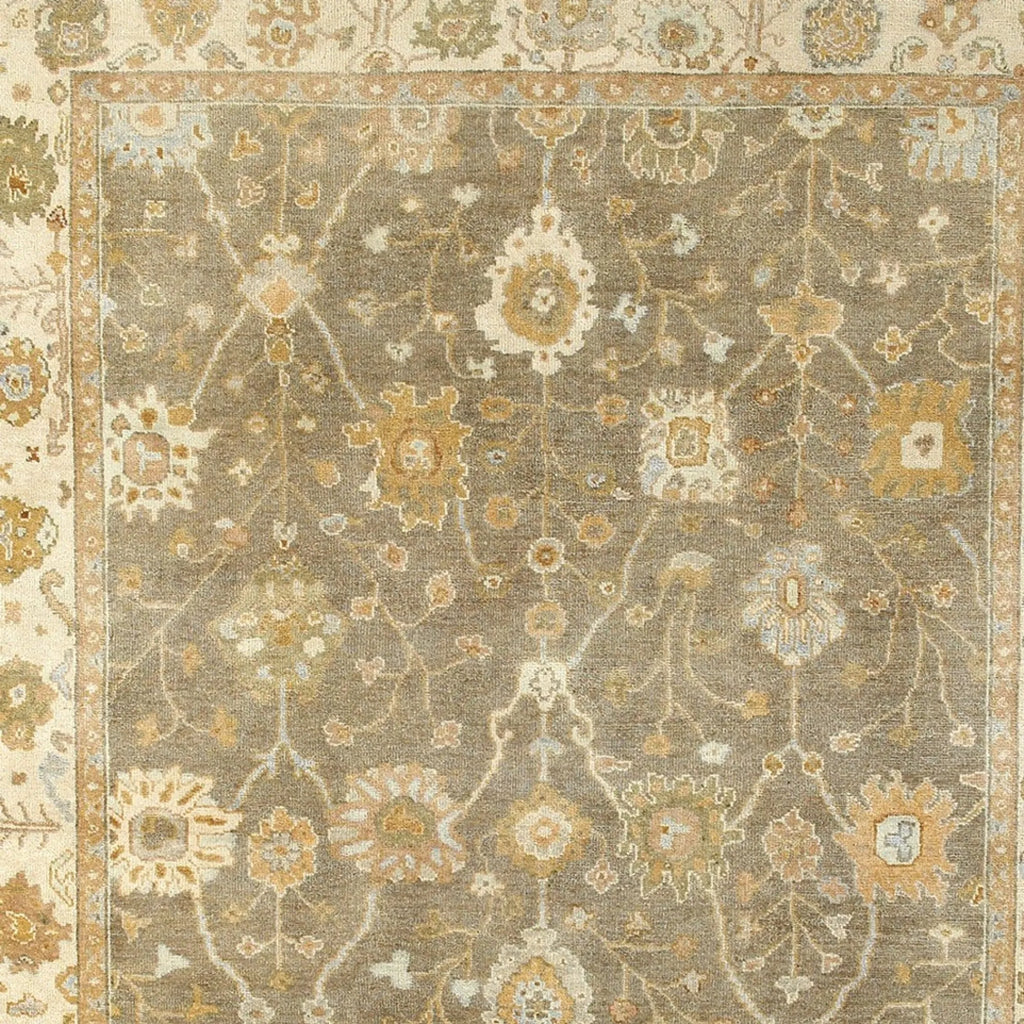 9' X 12' Brown And Beige Wool Oriental Hand Knotted Area Rug