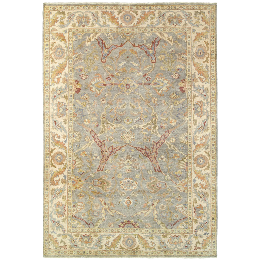 9' X 12' Gray And Beige Wool Oriental Hand Knotted Area Rug