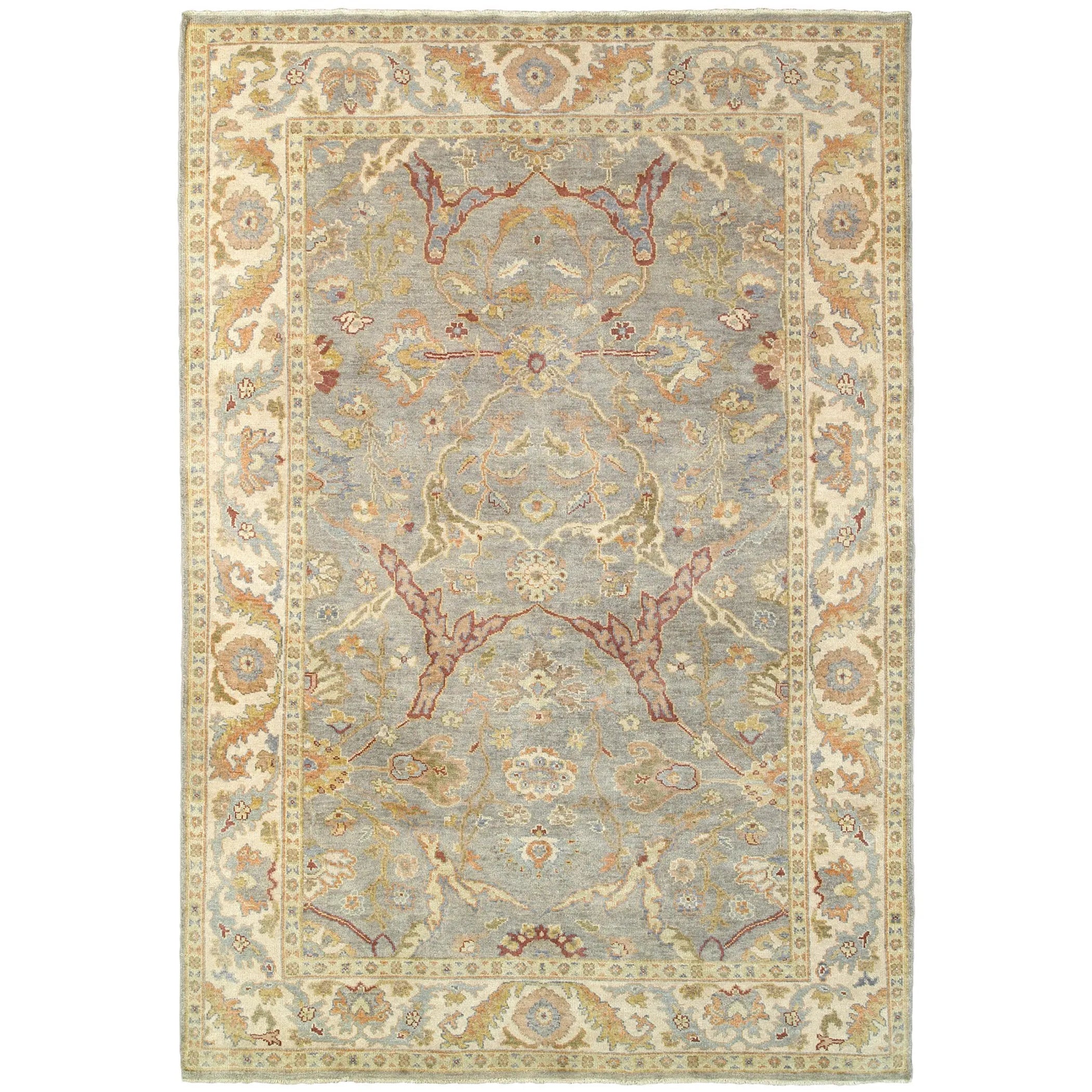 9' X 12' Gray And Beige Wool Oriental Hand Knotted Area Rug