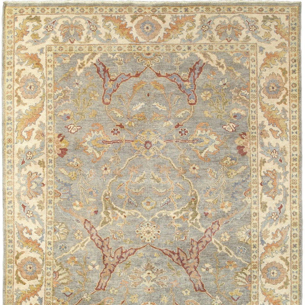 9' X 12' Gray And Beige Wool Oriental Hand Knotted Area Rug