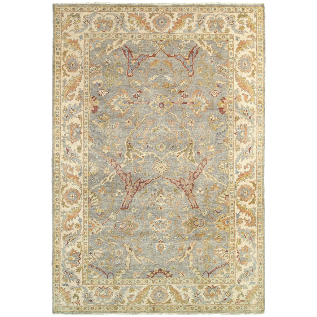 9' X 12' Gray And Beige Wool Oriental Hand Knotted Area Rug