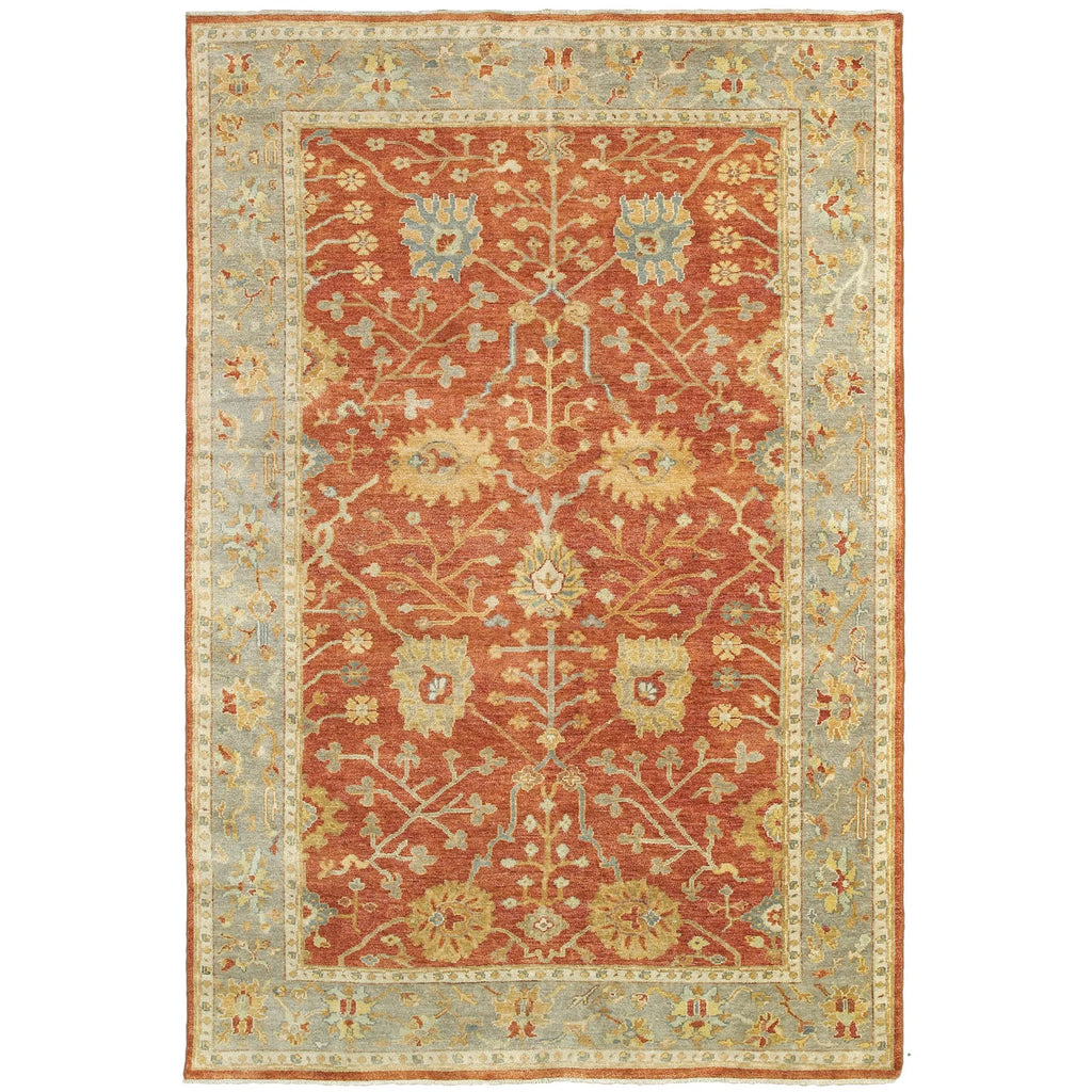 9' X 12' Red And Gray Wool Oriental Hand Knotted Area Rug