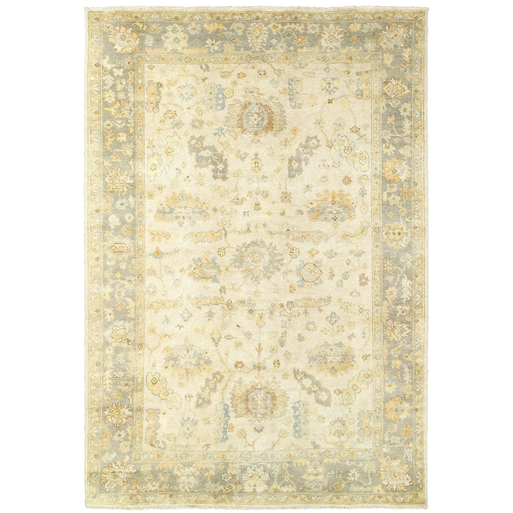9' X 12' Beige And Gray Wool Oriental Hand Knotted Area Rug