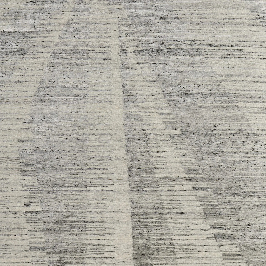 8' X 12' Ivory And Gray Abstract Hand Knotted Distressed Area Rug