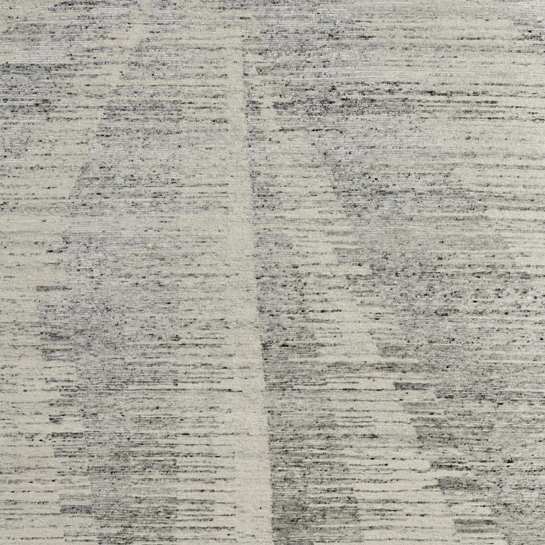 8' X 12' Ivory And Gray Abstract Hand Knotted Distressed Area Rug