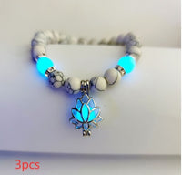 Energy Luminous Lotus Natural Stone Bracelet Yoga Healing Luminous Glow In The Dark Charm Beads Bracelet For Men Women Prayer Buddhism - Hank Home Decor