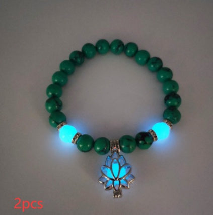 Energy Luminous Lotus Natural Stone Bracelet Yoga Healing Luminous Glow In The Dark Charm Beads Bracelet For Men Women Prayer Buddhism - Hank Home Decor