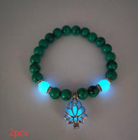 Energy Luminous Lotus Natural Stone Bracelet Yoga Healing Luminous Glow In The Dark Charm Beads Bracelet For Men Women Prayer Buddhism - Hank Home Decor
