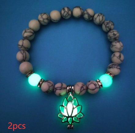 Energy Luminous Lotus Natural Stone Bracelet Yoga Healing Luminous Glow In The Dark Charm Beads Bracelet For Men Women Prayer Buddhism - Hank Home Decor