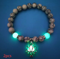 Energy Luminous Lotus Natural Stone Bracelet Yoga Healing Luminous Glow In The Dark Charm Beads Bracelet For Men Women Prayer Buddhism - Hank Home Decor