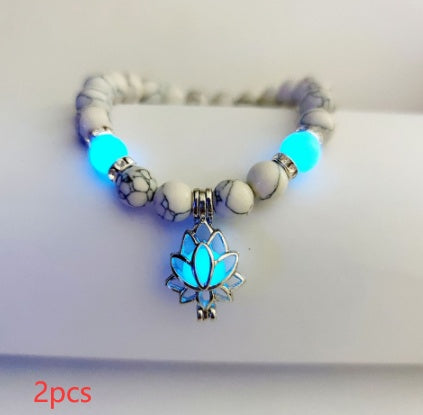 Energy Luminous Lotus Natural Stone Bracelet Yoga Healing Luminous Glow In The Dark Charm Beads Bracelet For Men Women Prayer Buddhism - Hank Home Decor
