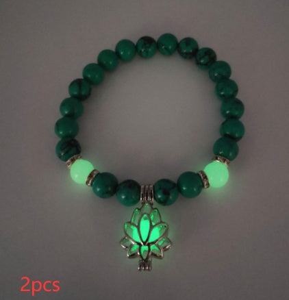 Energy Luminous Lotus Natural Stone Bracelet Yoga Healing Luminous Glow In The Dark Charm Beads Bracelet For Men Women Prayer Buddhism - Hank Home Decor
