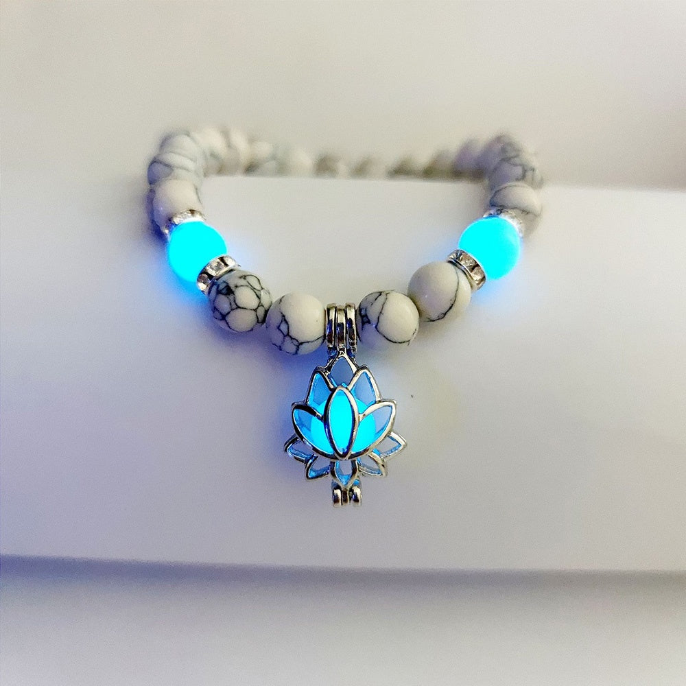 Energy Luminous Lotus Natural Stone Bracelet Yoga Healing Luminous Glow In The Dark Charm Beads Bracelet For Men Women Prayer Buddhism - Hank Home Decor