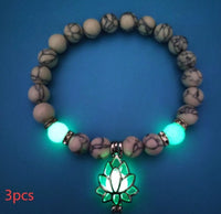 Energy Luminous Lotus Natural Stone Bracelet Yoga Healing Luminous Glow In The Dark Charm Beads Bracelet For Men Women Prayer Buddhism - Hank Home Decor