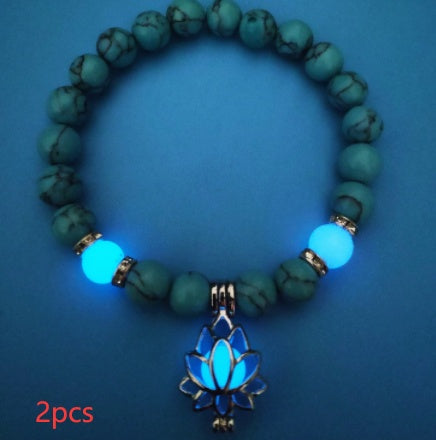Energy Luminous Lotus Natural Stone Bracelet Yoga Healing Luminous Glow In The Dark Charm Beads Bracelet For Men Women Prayer Buddhism - Hank Home Decor