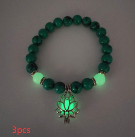 Energy Luminous Lotus Natural Stone Bracelet Yoga Healing Luminous Glow In The Dark Charm Beads Bracelet For Men Women Prayer Buddhism - Hank Home Decor