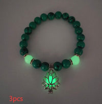 Energy Luminous Lotus Natural Stone Bracelet Yoga Healing Luminous Glow In The Dark Charm Beads Bracelet For Men Women Prayer Buddhism - Hank Home Decor