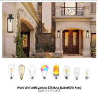 20inch Height Set Of 2 Modern Outdoor Wall Lanterns With Black Metal Frame And Clear Glass, Weatherproof Wall Sconces For Porch, Garage, Or Entryway Lighting, E26 Bulb Compatible No Bulbs - Hank Home Decor