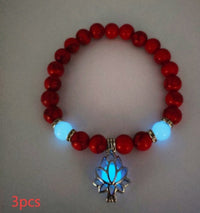 Energy Luminous Lotus Natural Stone Bracelet Yoga Healing Luminous Glow In The Dark Charm Beads Bracelet For Men Women Prayer Buddhism - Hank Home Decor