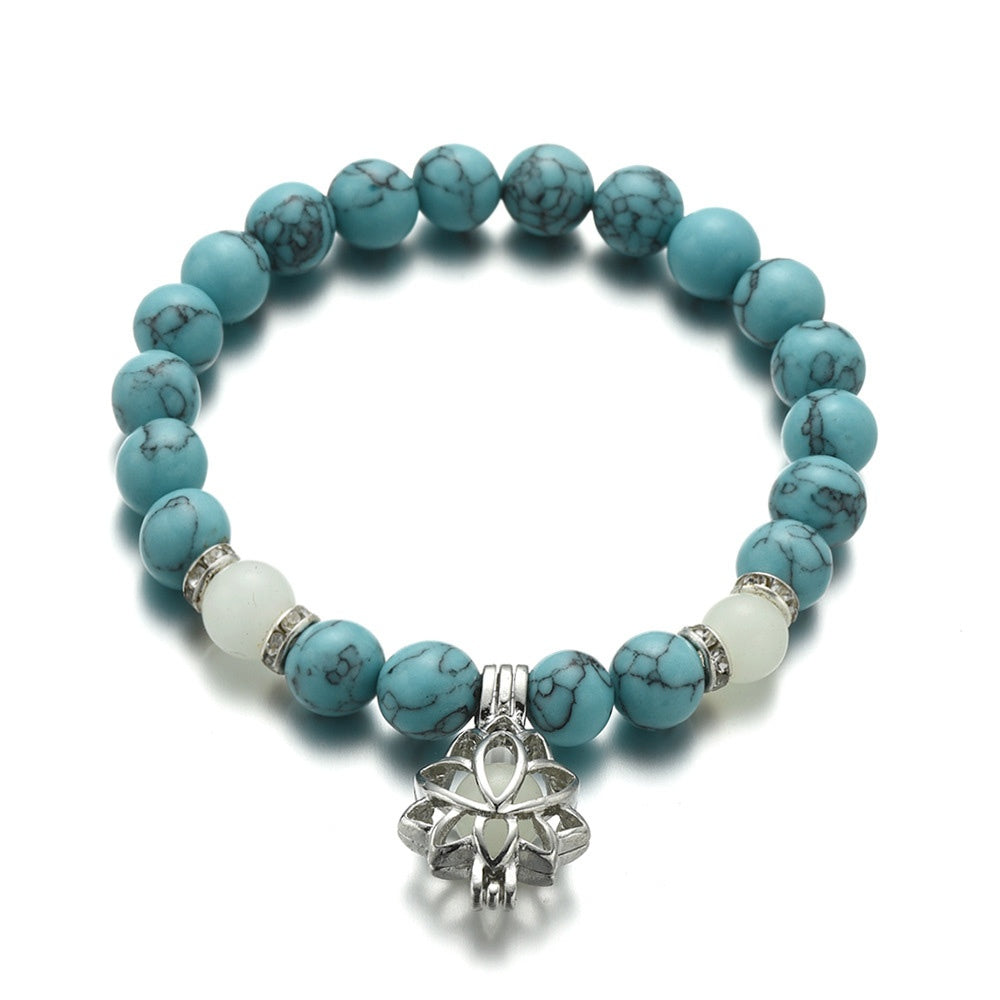 Energy Luminous Lotus Natural Stone Bracelet Yoga Healing Luminous Glow In The Dark Charm Beads Bracelet For Men Women Prayer Buddhism - Hank Home Decor